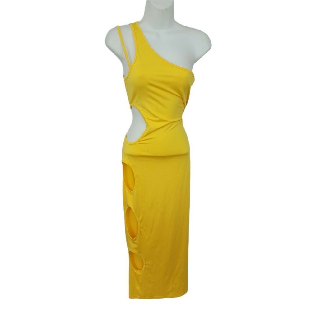 Sheseeworld Yellow Cut Out Bodycon Dress Size M